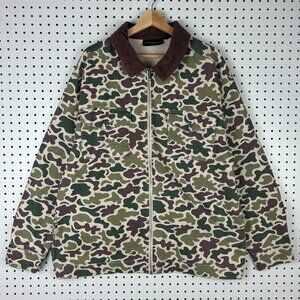 No Boundaries Duck Camo Canvas Jacket Men's XL Corduroy Barn Chore Full Zip Y2K
